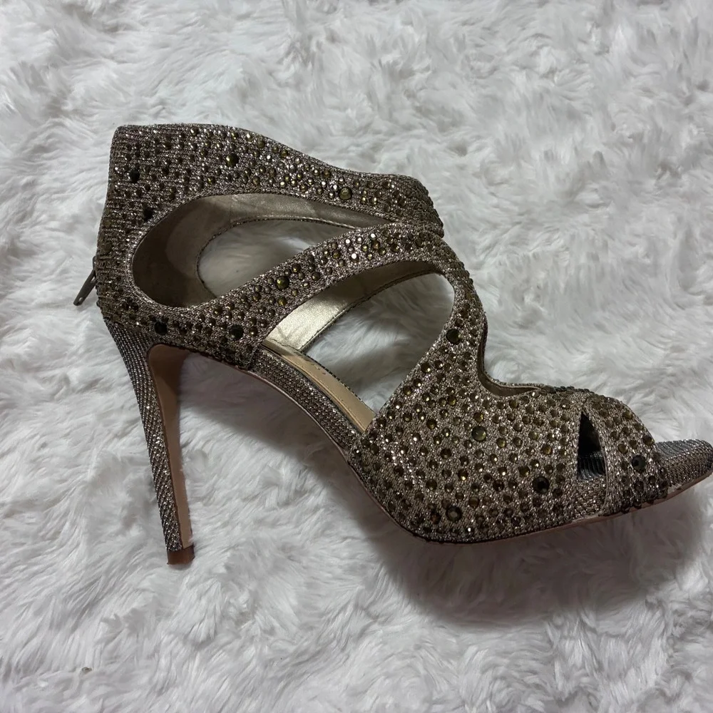 Gianni Bini Topaz Rhinestone Cage Dress Sandals Heels 9M